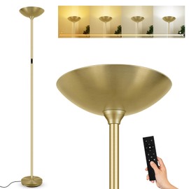 Stepless Dimmable Floor Lamp,30W 3000LM Super Bright LED Torchiere Floor Lamps with Remote & Touch Control,71 In Tall Modern Pole Standing Lamp for Living Room Bedroom Office,2700k-6500k,Golden