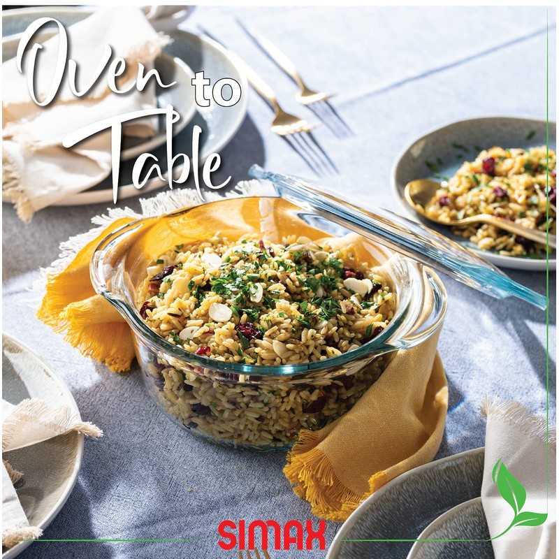 Simax Casserole Dish with Lid, Glass Casserole Dish, Holds 48