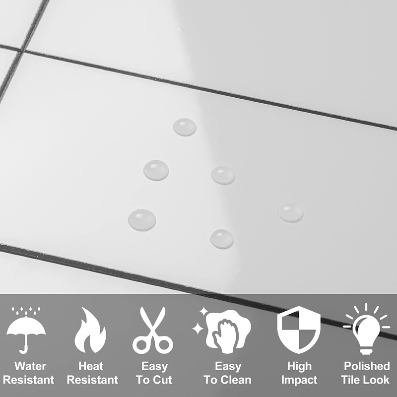 AULIGET 100-Piece Polished White Thick PVC Peel and Stick Backsplash,