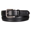 Nautica Men's Leather Laced Belt with Logo Engraved Buckle, Black,
