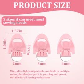 2 Sets Edge Stitch Lock and Sewing Gauge, 3 Sizes Sewing Templates,2/3/4mm Edge Sewing Lockranding Tool,Sewing Needle Gauge Measuring Tool,Quilting Stitching Aids for Beginners, DIY Sewing Tools(Pink