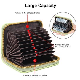 EcoVision Credit Card Holder RFID Card Case Wallet, Small Accordion Zipper Card Case Holder, Card Organizer Case for Women Men