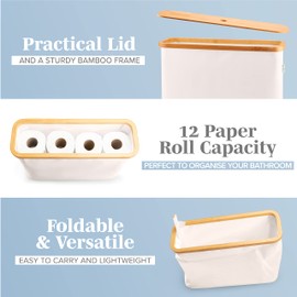 Lonbet Lonbet - Toilet Paper Basket - Toilet Paper Storage - The Ultimate Bathroom Organizer - Bamboo Storage Basket, Toilet Paper Organizer Basket, Bathroom Accessories Holder - Toilet Paper Bin