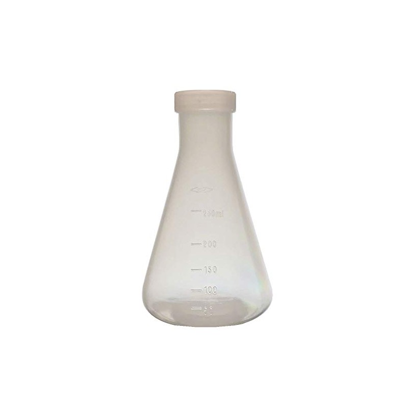 250ml Plastic Erlenmeyer Flask with Screw Cap, Polypropylene, Molded Graduations,