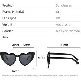 200 Pairs Heart Shaped Sunglasses Bulk Wedding Party Favors for Guests Women Bachelorette Glasses Decorations Gifts (black)
