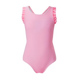 blibean Tween Girl Swimsuit Kids Girls Summer One Piece Swimsuits Solid Beach Swimwear 2025 Fashion Ruffle Cute Bathing Suits Plus Size 14-15 Year Pink Traje De Baño para Niñas