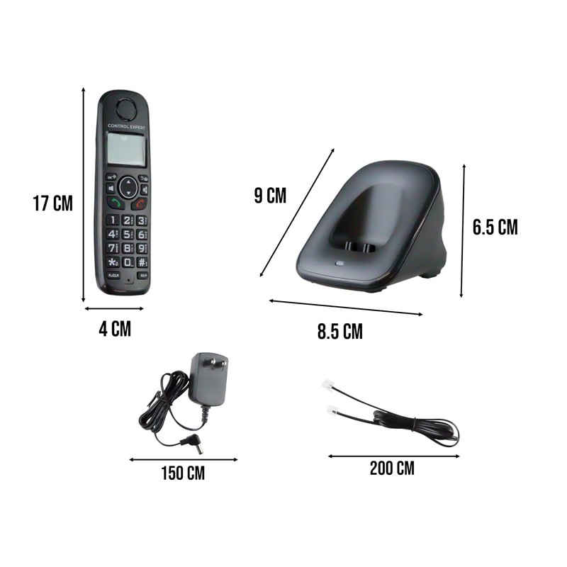 CONTROL EXPERT Teléfono Inalámbrico con Pantalla LCD identificador DE Llamadas