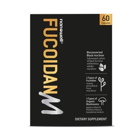 NANOWELL Fucoidan M – Brown Seaweed Complex with Black Rice Bran, Mushroom Blend & Root Extracts, 60 Capsules | Gluten-Free, Made in USA