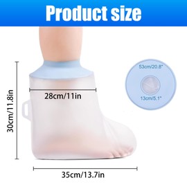 WENJION Waterproof Foot Cover for Shower, Reusable Cast and Dressing Protector for Adult Foot & Ankle, Watertight Bandage Cover, Comfortable Elastic Cast Bag for Broken, Surgery Recovery & Wound Care