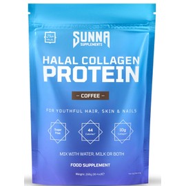 SUNNA SUPPLEMENTS SUNNA SUPPLEMENTS - Halal Bovine Collagen Protein Powder for Hair, Skin, Nails & Joints | Hydrolysed Premium Bovine Collagen Peptides for Women & Men | Coffee Flavour | Gluten Free | 296g