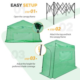 EAGLE PEAK 9x4 Portable Lean to Walk-in Greenhouse Instant Pop-up Fast Setup Indoor Outdoor Plant Gardening Green House Canopy, Front and Rear Roll-Up Zipper Entry Doors and Roll-Up Side Windows