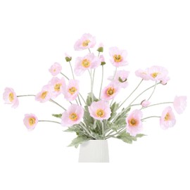 BUZFOWU Artificial Silk Poppy Flowers, 6 Stems, Real Touch for Home, Garden, Wedding, Table Centerpiece, Party & Festival Decorations, DIY Flower Arrangements, Nude Pink