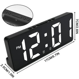 Digital Alarm Clock with Adapter, LED Clock for Bedroom, Electronic Desktop Clock with Temperature Display, USB Charging Port, Include Dimmer, Snooze Function - Digital Clock for Desk