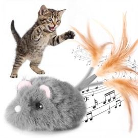 Pawthquake Moving Cat Toy Cat Mouse Toy with Automatically Wagging Tail Plush Mouse Toys for Cats 2026 Upgraded Interactive Cat Toy Squeaky Mouse