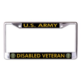 U.S. Army Disabled Veteran with Logo Chrome License Plate Frame