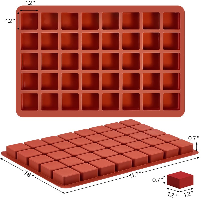 Puyeipt 2 PCS Square Silicone Caramel Molds, 40-Cavity Truffles Chocolate