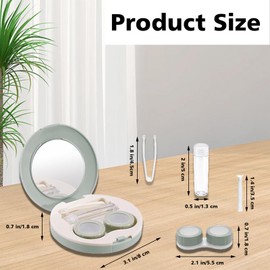 Gripebao 2 Pack Travel Contact Lens Case Kit Leak Proof, Cute Eye Contact Case with Mirror Tweezers Remover Tool Solution Bottle, Portable Daily Contact Lens Holder Storage Box for Outdoor (Green)