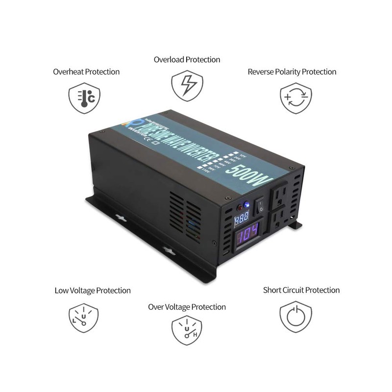 WZRELB 500W 24V 120V Pure Sine Wave Solar Power Inverter