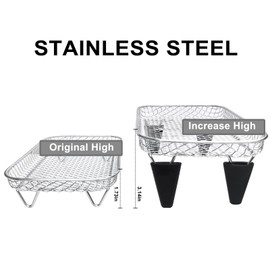 Upgrade Air Fryer Rack,Three Stackable Dehydrator Racks for Gowise Phillips USA Cozyna Ninja Airfryer,Stainless Steel Rectangle Air Fryer Rack,Ninja Dual Air Fryer Accessories (Rectangle)