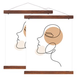 HEART ART Magnetic Poster Hanger Frame,12x16,12x18,12x24 Poster Frame Wood Wooden Magnet Hanging Kit for Walls Map Canvas Artwork (Teak Wood,2 PACK)