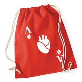 Hippowarehouse Ace card heart Drawstring Cotton School Gym Kid Bag Sack 37cm x 46cm, 12 litres