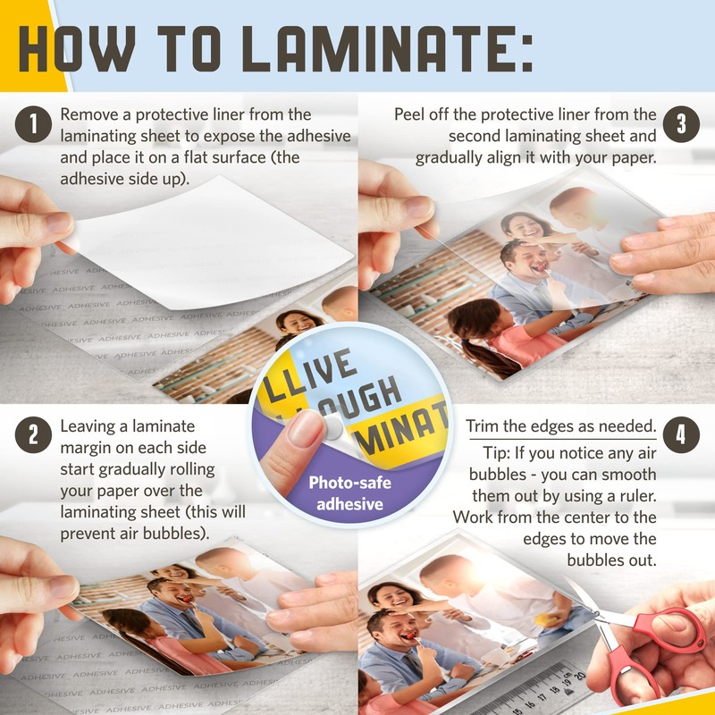 Self Adhesive Laminating Sheets, 4.3 x 6.3 Inches, 4 Mil