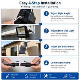 Engrepo Solar Flood Light 3000LM, 10000mAh Large Capacity, 15H Long-Lasting, Remote Control, Dusk to Dawn Outdoor Lighting, IP65 Waterproof, Motion Sensor Security Lights for Yard Wall Porch Shed Barn