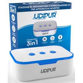 Udipur Dehumidification Station for Hearing aids UV sterilisation and Recharging Technology 3in1 USB Type C Maximum Temperature 50°C - 110x90x40mm