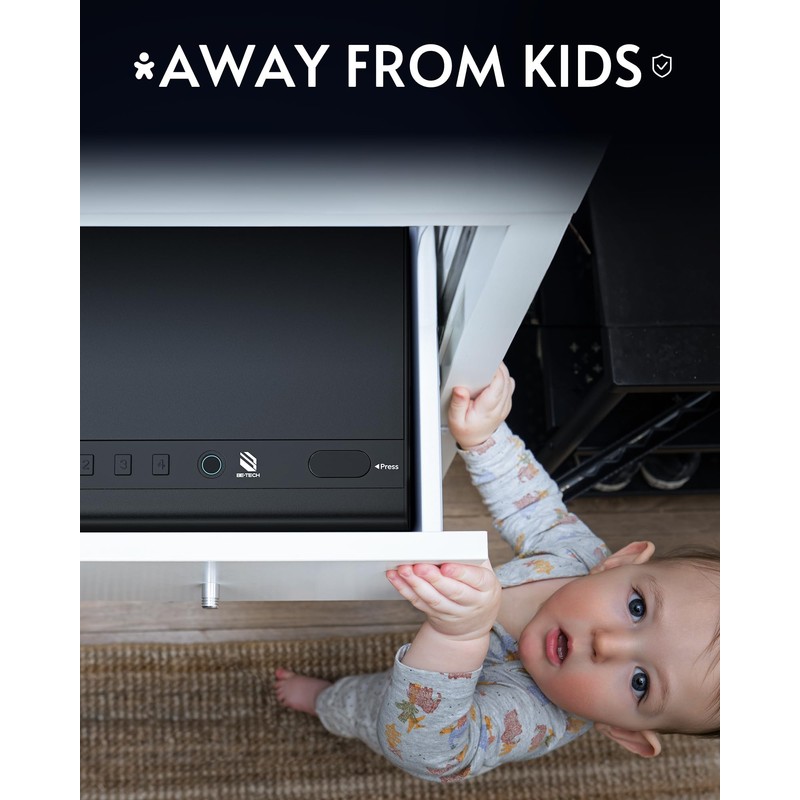 BE-TECH Gun Safe for Handgun,99.9% Accuracy Fingerprint Handgun Safe,3 Ways