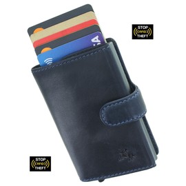 Visconti VSL59 Fireblade Leather RFID Blocking Ejector Card, Blue Shades, rfid wallet
