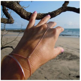 Yheakne Boho Crystal Finger Bracelet Gold Slave Bracelet Finger chain Bracelet Minimal Ring Bracelet Everyday Bracelet Hand Chain Jewelry for Women and Girls (Gold)