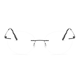 prtcslwd Round rimless reading glasses super light titanium alloy Reader for men and women (Black, 2, x)