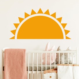 Bohemian Half Sun Wall Decal - Removable Large Sun Wall Decal - Sunrise Art Mural Decal - Vinyl Sun Wall Decal - Sun Decal for Decorating Children's Rooms Bedroom Playroom Nursery