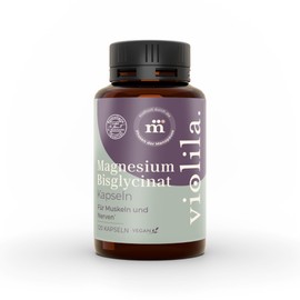 violila. Magnesium Bisglycinate Capsules | 300 mg Magnesium per Daily Dose | High Bioavailability | For Muscles & Nerves | 100% Vegan | No Additives | 2 Capsules Daily