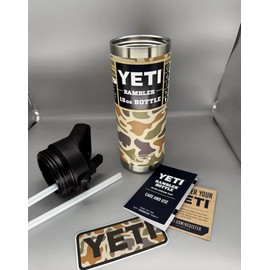 Yeti NEW YETI Rambler 18 oz Straw Water Bottle Tan Duck Camo Flip Straw Lid SOLD OUT