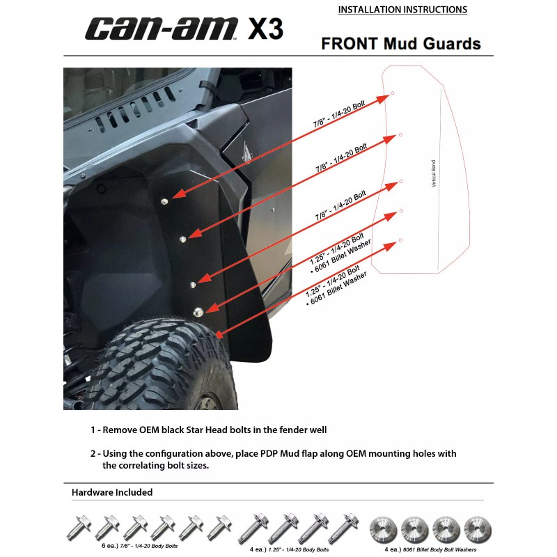 PROVEN DESIGN PRODUCTS Can-Am Maverick X3 FRONT Mud Guard Fender