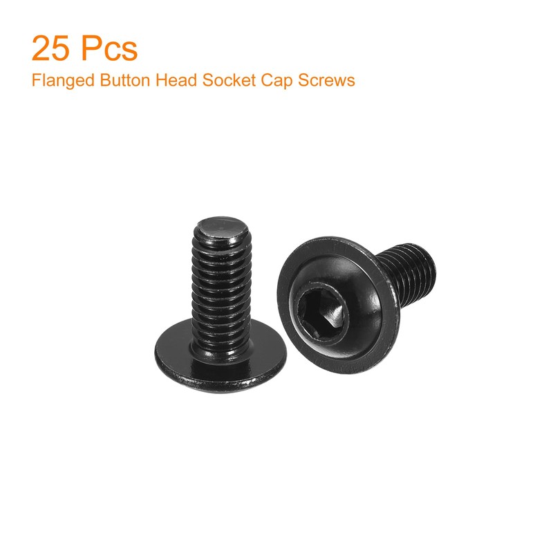 sourcing map Flanged Button Head Socket Cap Screws, 100 Pcs
