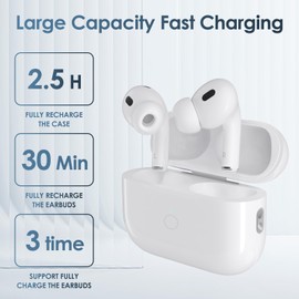 Airpods Pro Wireless Charging Case, Charging Case Compatible for Air Pod Pro 1st & 2nd Generation, Airpods Pro 2 ChargingCase Replacement with Bluetooth Pairing Sync Button, L-Port