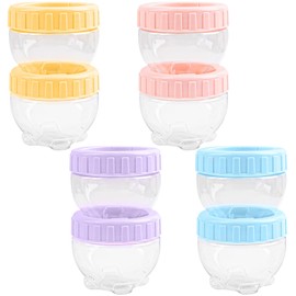 Framendino, 8 Pack Craft Supplies Stackable Storage Jar with lid Sewing Organizer Clear Plastic Bins Jars Small Parts for Office Art (4 Colors)