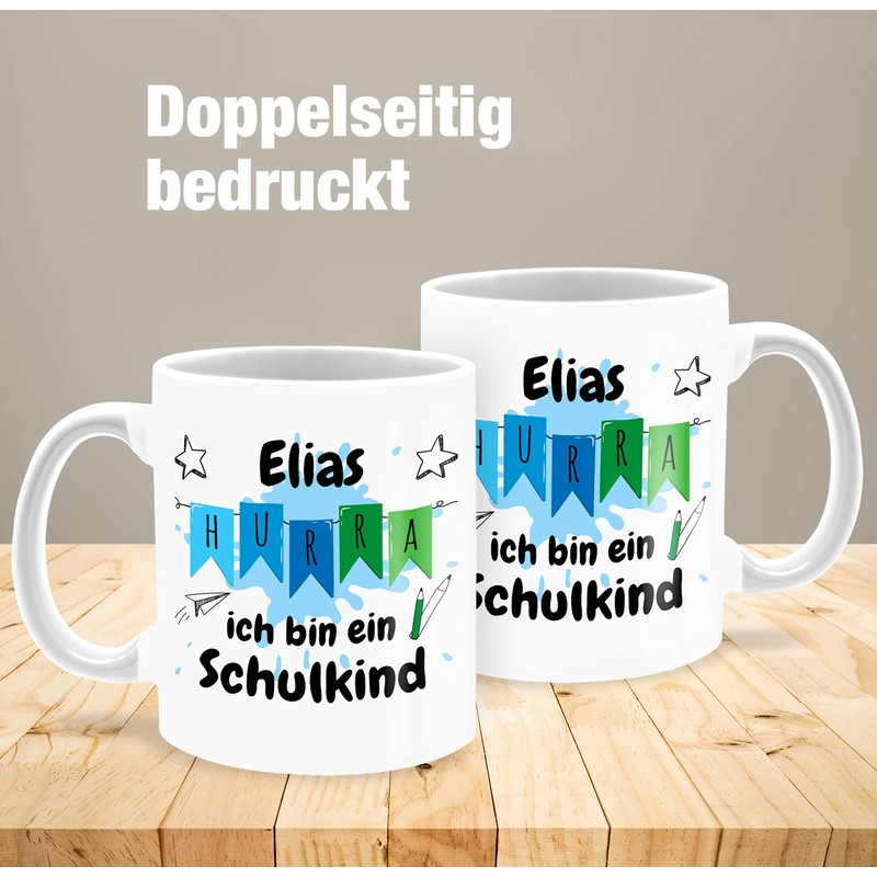 Tasse Tassen 325ml - Einschulung Schulanfang - Hurra ich bin