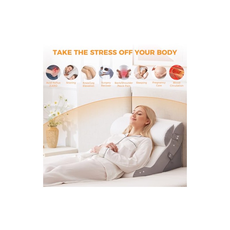 Ruqmuis 3PCS Wedge Pillow Set for After Surgery, Adjustable Back