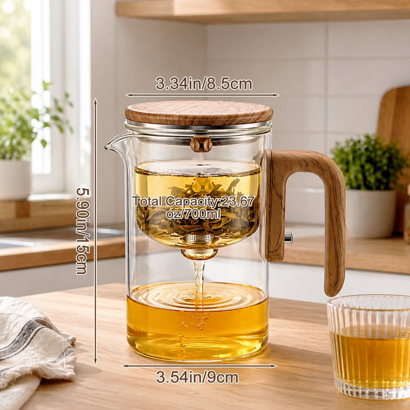 Magic Glass Teapot with Infuser, 24oz (700ml) Heat-Resist Boro Glass