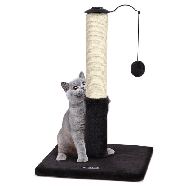 Happi N Pets 22" Cat Scratching Post, Natural Sisal Scratchers Trees for Indoor Cats, Featuring with Rotatable Hanging Balls & Stable Base, Cat Scratch Posts for Kittens-Smoky Gray