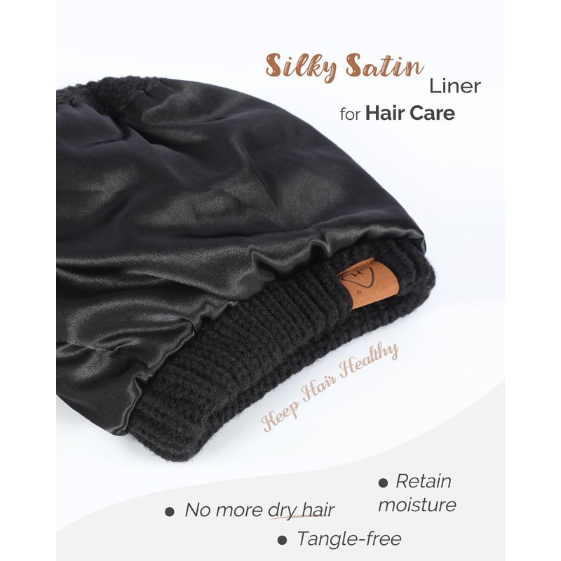 Hat Hut Satin Lined Beanie Hat for Women Silk Lined