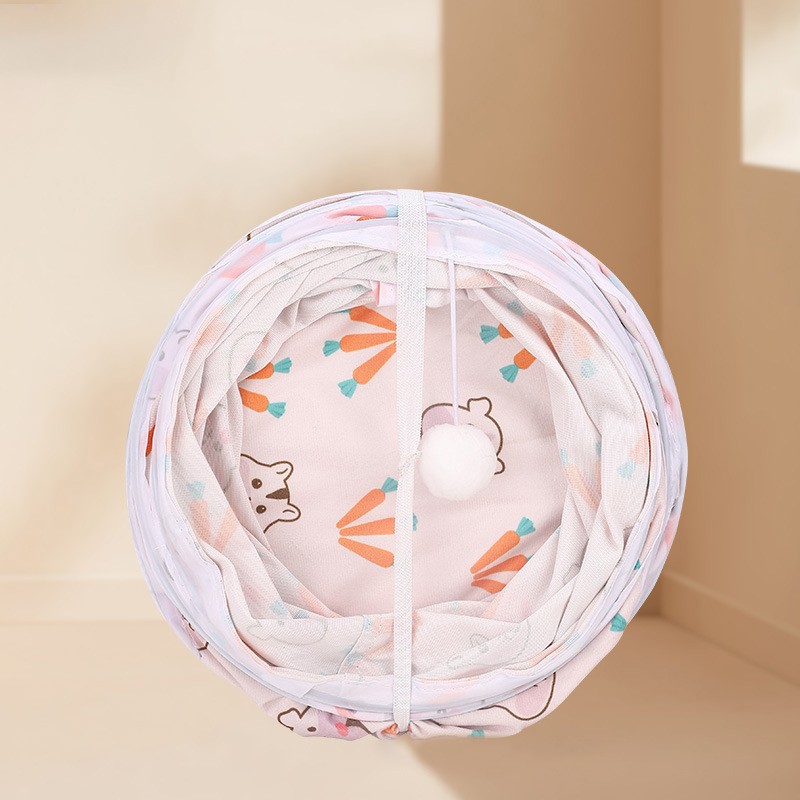 Cat Tunnel Tube Cute Print Interactive Educational Collapsible Cat Tunnel