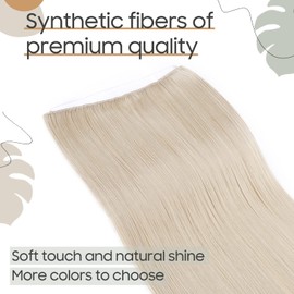 Secret Headband Wire in Natural Hair Extensions Rubber Band Straight Curly Wavy Hairpieces Brown Blonde Ombre for Women 20" Straight - Bleach blonde