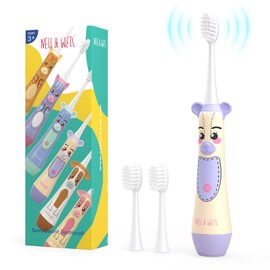 NELL&WELL Kids Electric Toothbrush, 2-Min Timer, 3 Modes with Memory, IPX 7 Waterproof, Battery Powered Kids Toothbrush with 3 Soft Bristles Heads for Children Boys and Girls Ages 3+