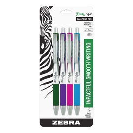 Zebra Pen Z-Grip Flight Retractable Ballpoint Pen, Bold Point, 1.2mm, Assorted Fashion Colors, 4-Count