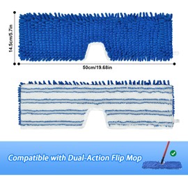 4 Pack Mop Heads Replacements Compatible with O-cedar Dual-Action Flip Mop,Microfiber&Chenille Mop Replace Head for Dry/Wet Use,Double-sided,Reusable and Washable Dust Mop Refills for Floor Cleaning