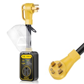 GEMEK RV Surge Protector 50 Amp Waterproof, 12000 Joules Upgraded RV Power Surge Protector with Safety Certification,RV Adapter Plug for Camper,Circuit Analyzer for Travel Trailers,Mobilhome (Yellow)